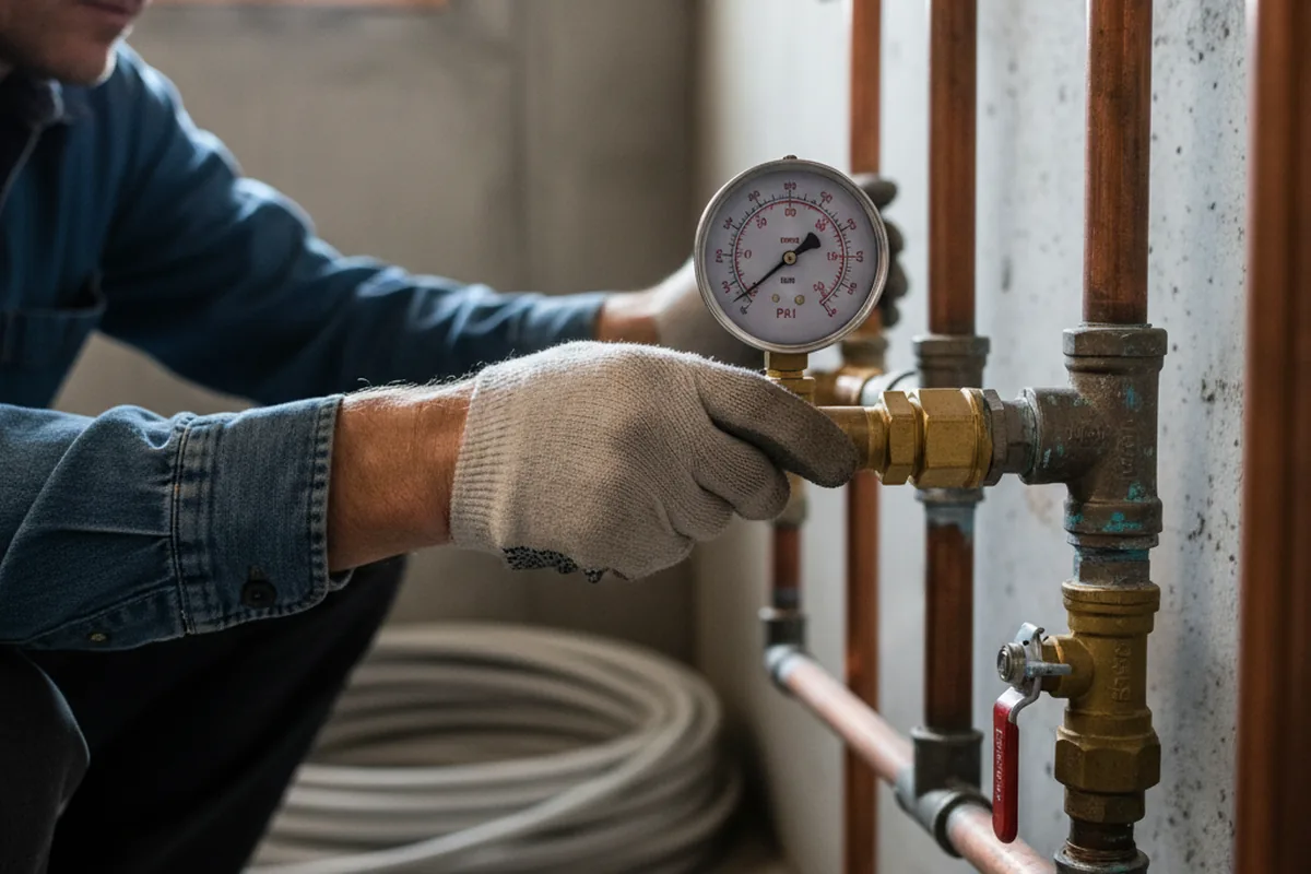 Pressure testing a repaired line during Water Line Repair in Plato